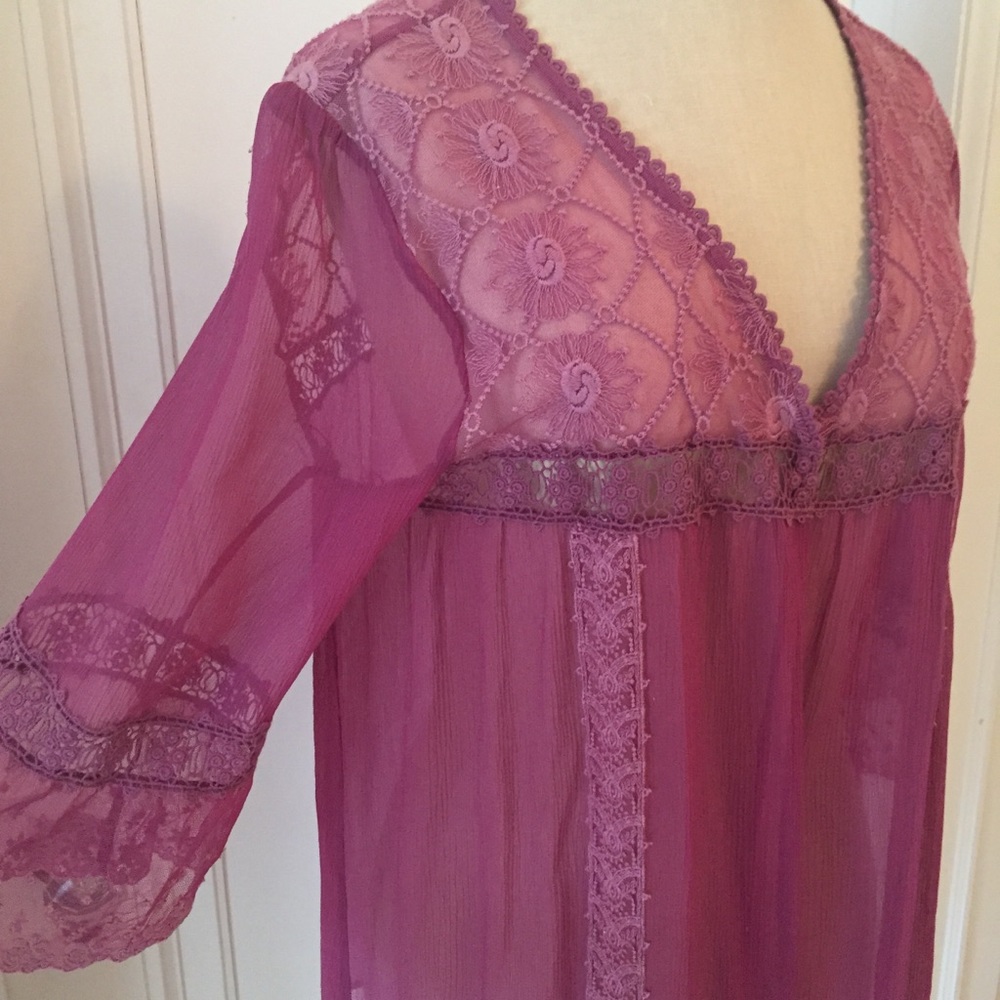 Vintage Free People Lace & Silk Blouse